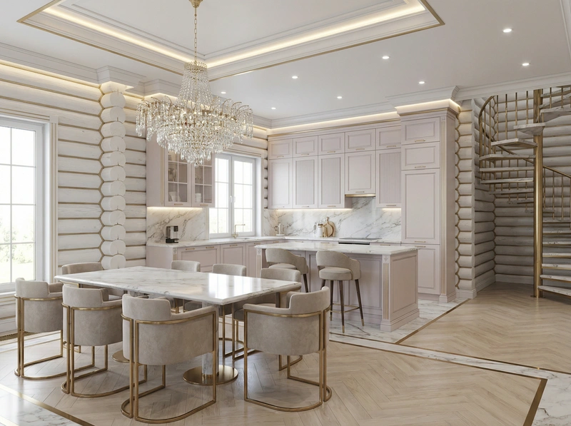 Дизайн интерьера в стиле Неоклассика — Кухня от нейросети RoomGPT