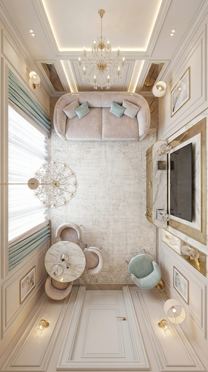 Дизайн интерьера в стиле Неоклассика — Гостиная от нейросети RoomGPT