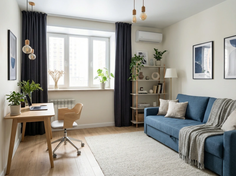 Дизайн интерьера в стиле Сканди — Кабинет от нейросети RoomGPT