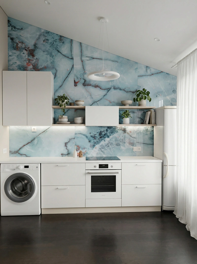 Дизайн кухни в стиле Сканди — фото интерьера от нейросети RoomGPT