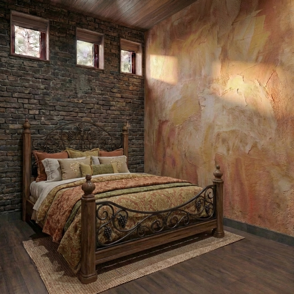 Дизайн спальни в стиле Блэктэк — фото интерьера от нейросети RoomGPT