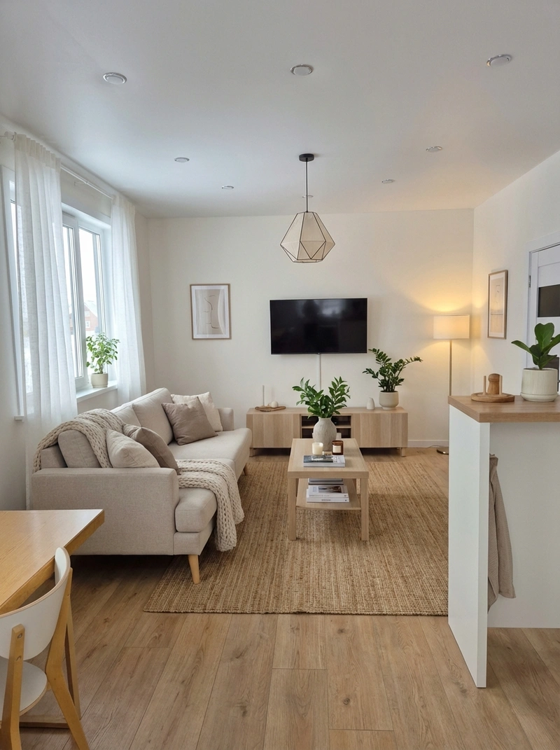 Дизайн интерьера в стиле Хюгге — Гостиная от нейросети RoomGPT