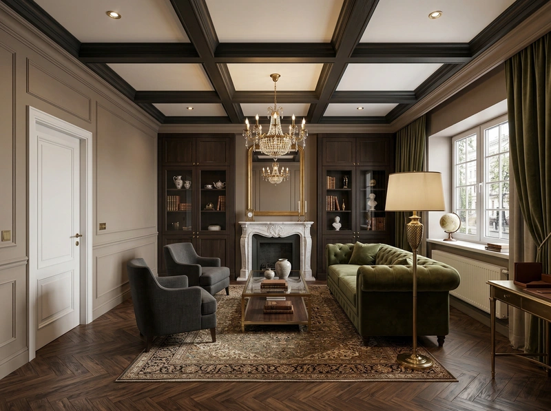 Дизайн интерьера в стиле Классика — Гостиная от нейросети RoomGPT