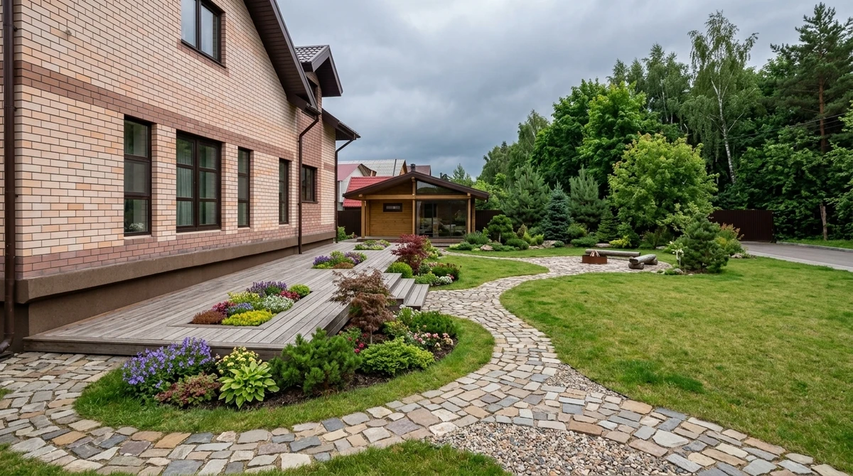Дизайн участка в стиле Эко/Натуральный — фото участка от нейросети RoomGPT