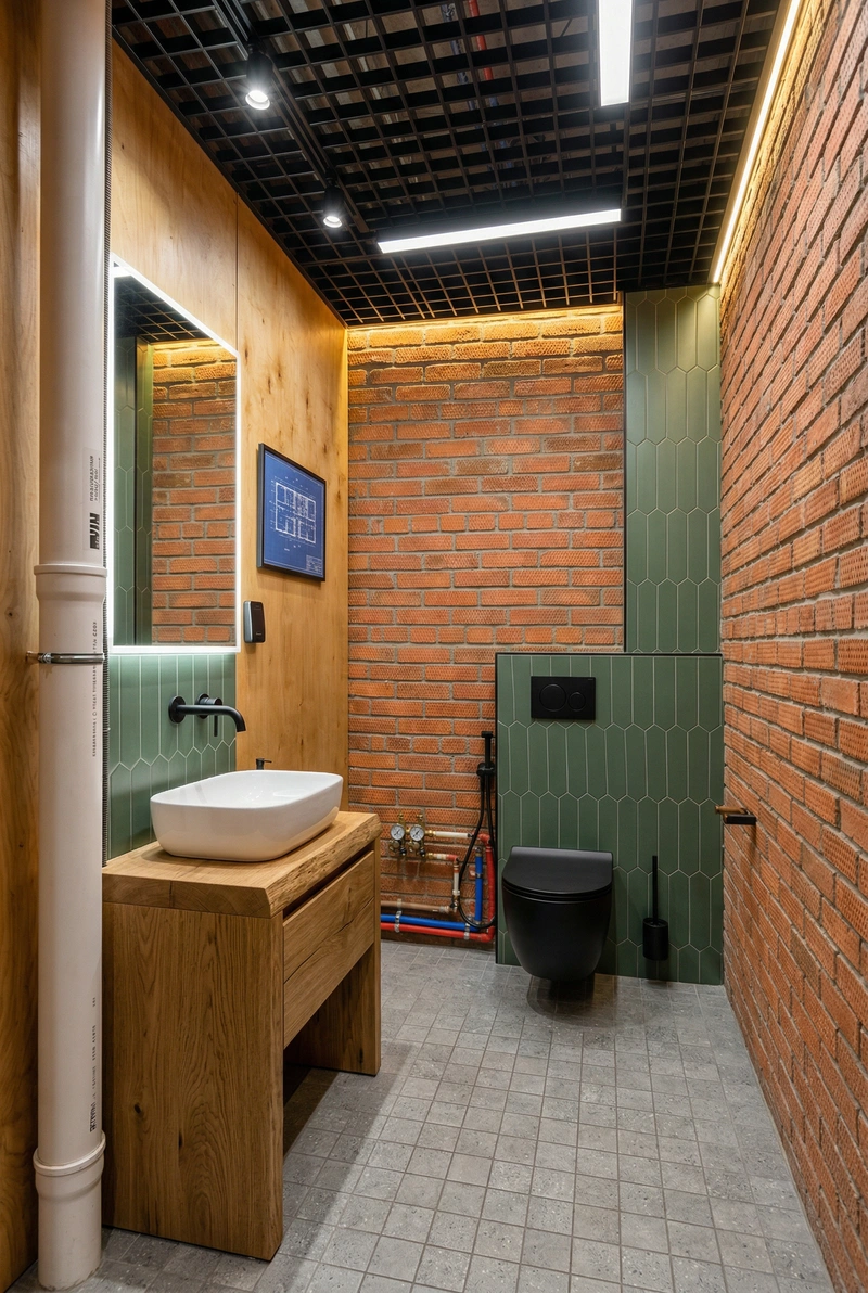 Дизайн интерьера в стиле Лофт — Ванная от нейросети RoomGPT