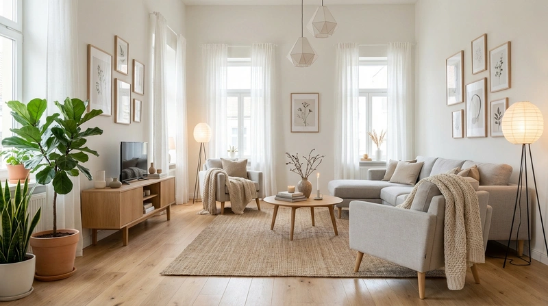 Дизайн интерьера в стиле Хюгге — Гостиная от нейросети RoomGPT