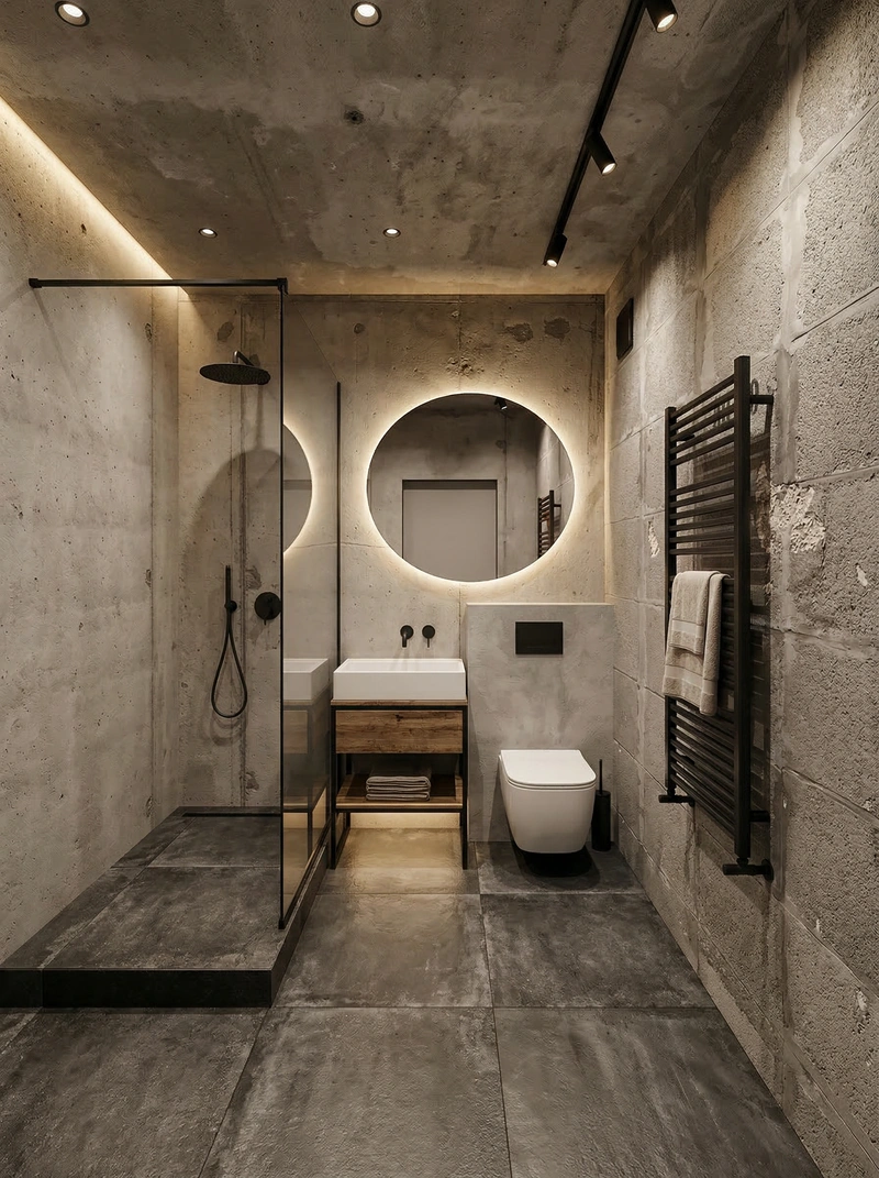 Дизайн интерьера в стиле Лофт — Ванная от нейросети RoomGPT