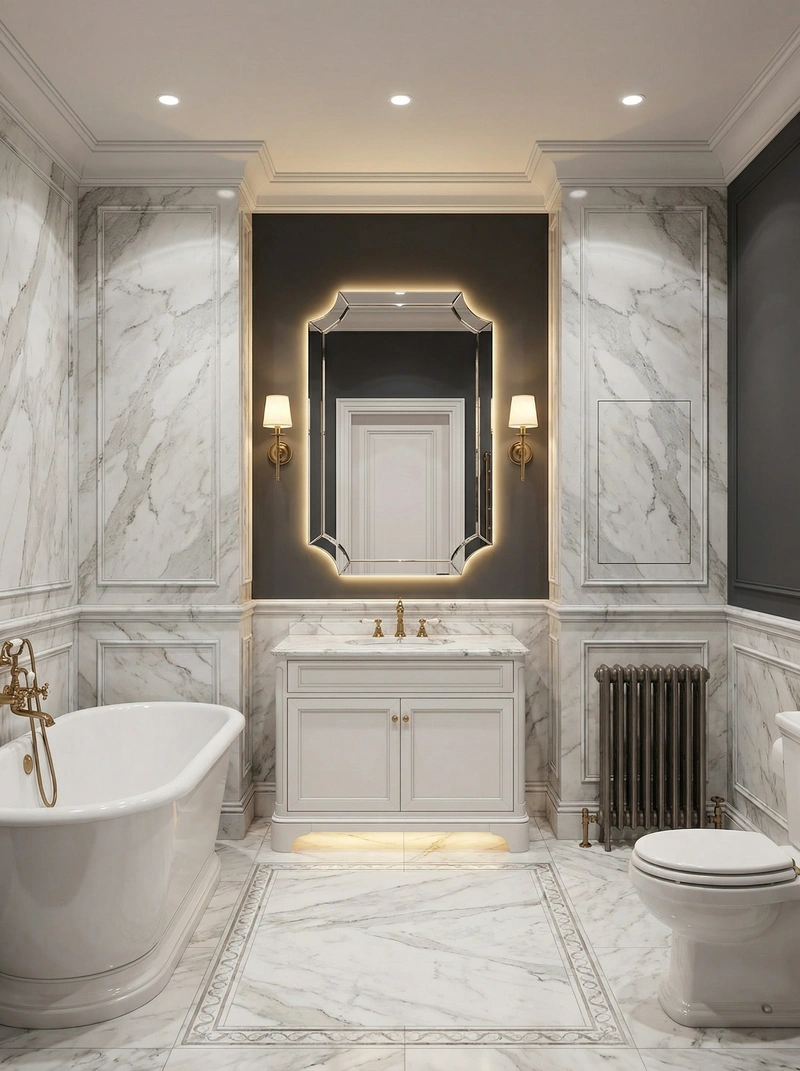 Дизайн интерьера в стиле Классика — Ванная от нейросети RoomGPT