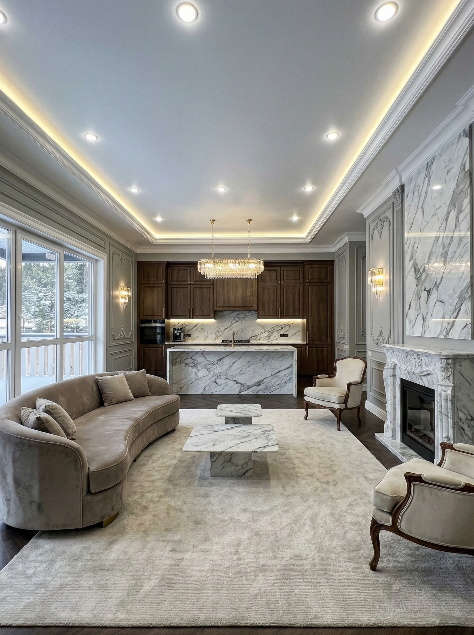 Дизайн гостиной в стиле Классика — фото интерьера от нейросети RoomGPT