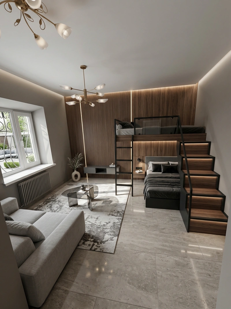 Дизайн гостиной в стиле Контемпорари — фото интерьера от нейросети RoomGPT