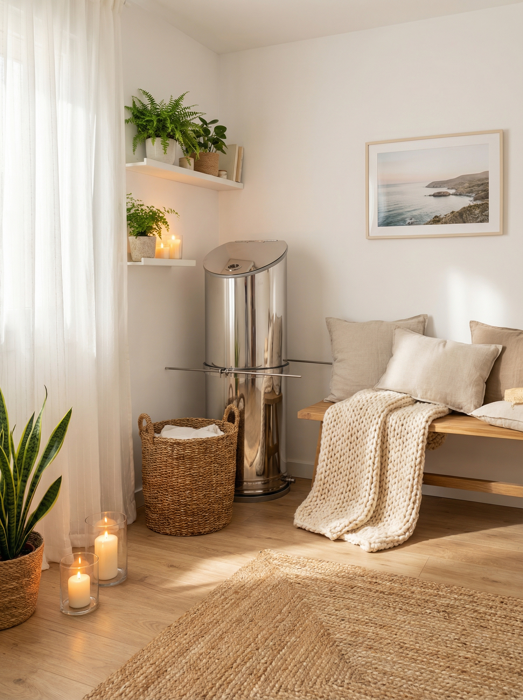 Дизайн гостиной в стиле Хюгге — фото интерьера от нейросети RoomGPT