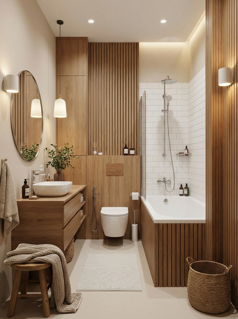 Дизайн интерьера в стиле Хюгге — Ванная от нейросети RoomGPT