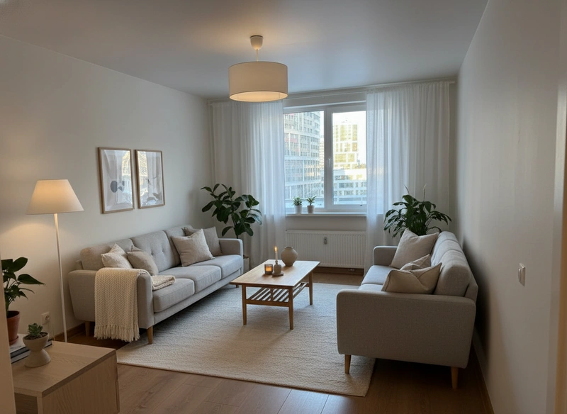 Дизайн интерьера в стиле Хюгге — Гостиная от нейросети RoomGPT