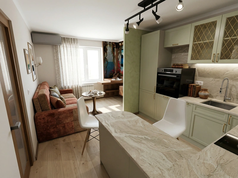 Дизайн кухни в стиле Эклектика — фото интерьера от нейросети RoomGPT