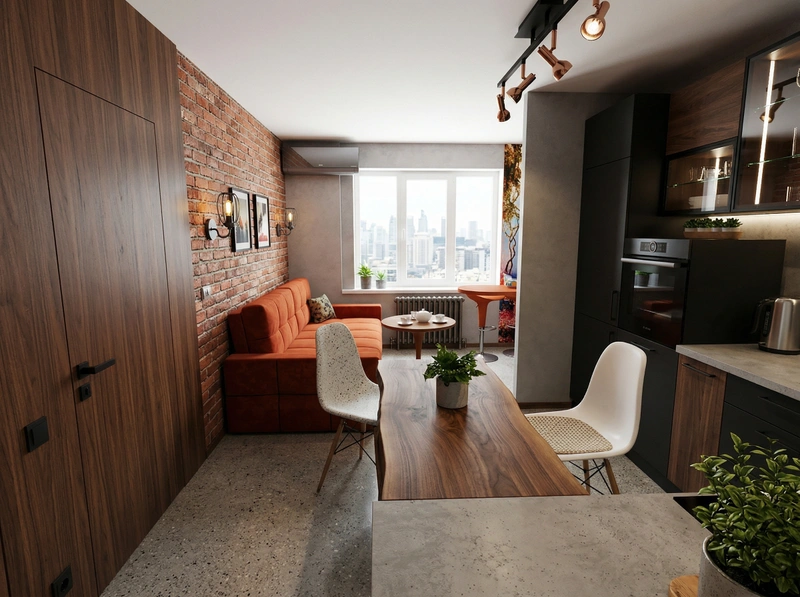 Дизайн кухни в стиле Лофт — фото интерьера от нейросети RoomGPT