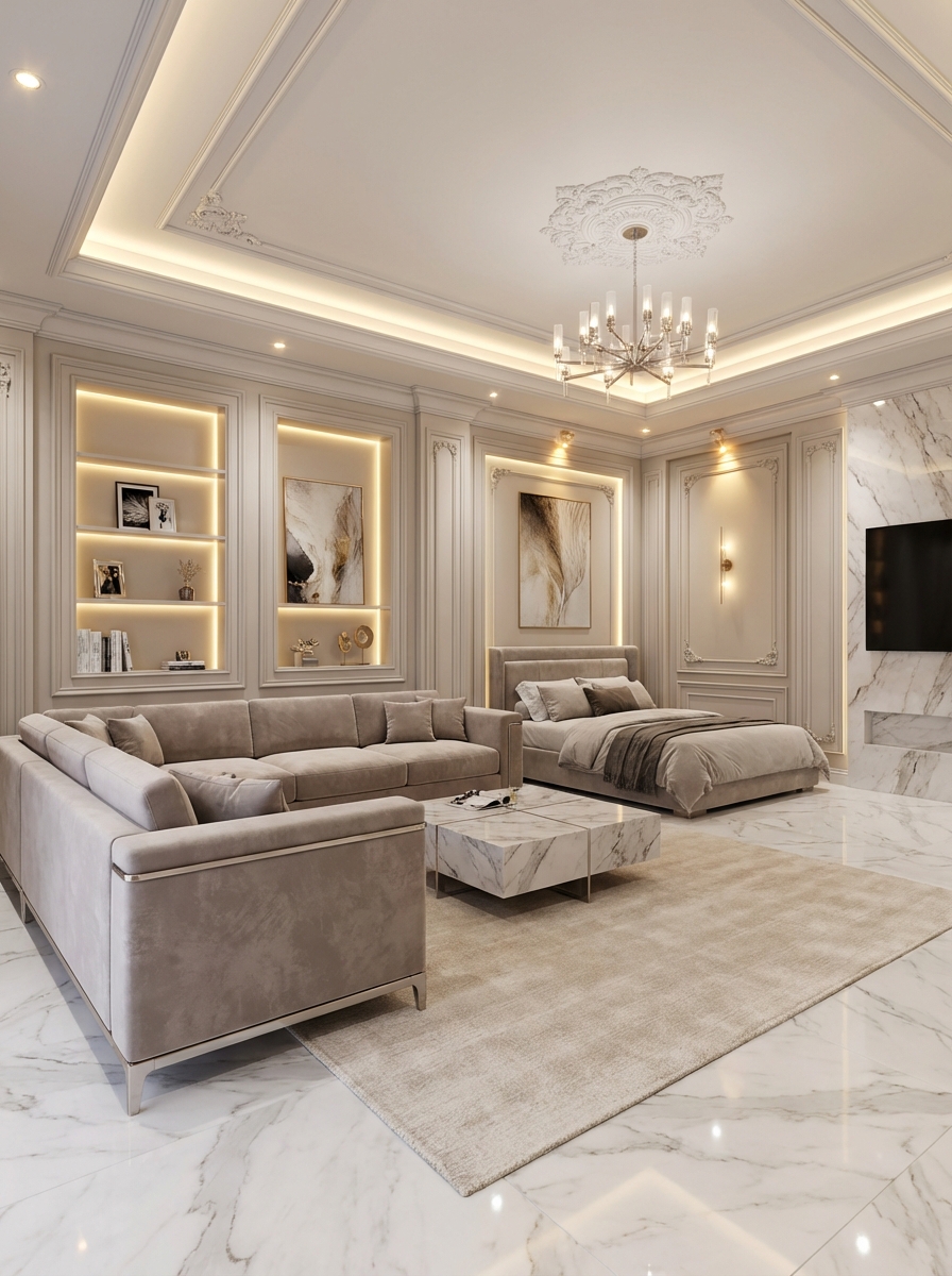 Дизайн гостиной в стиле Классика — фото интерьера от нейросети RoomGPT