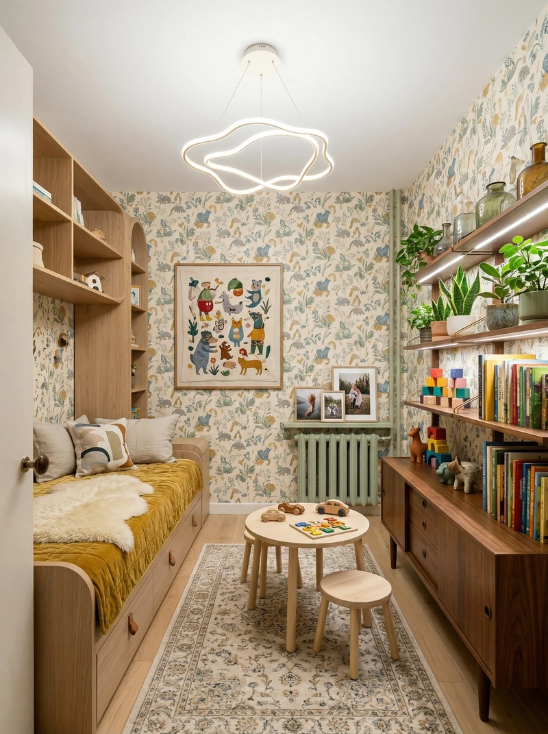 Дизайн детской в стиле Эклектика — фото интерьера от нейросети RoomGPT