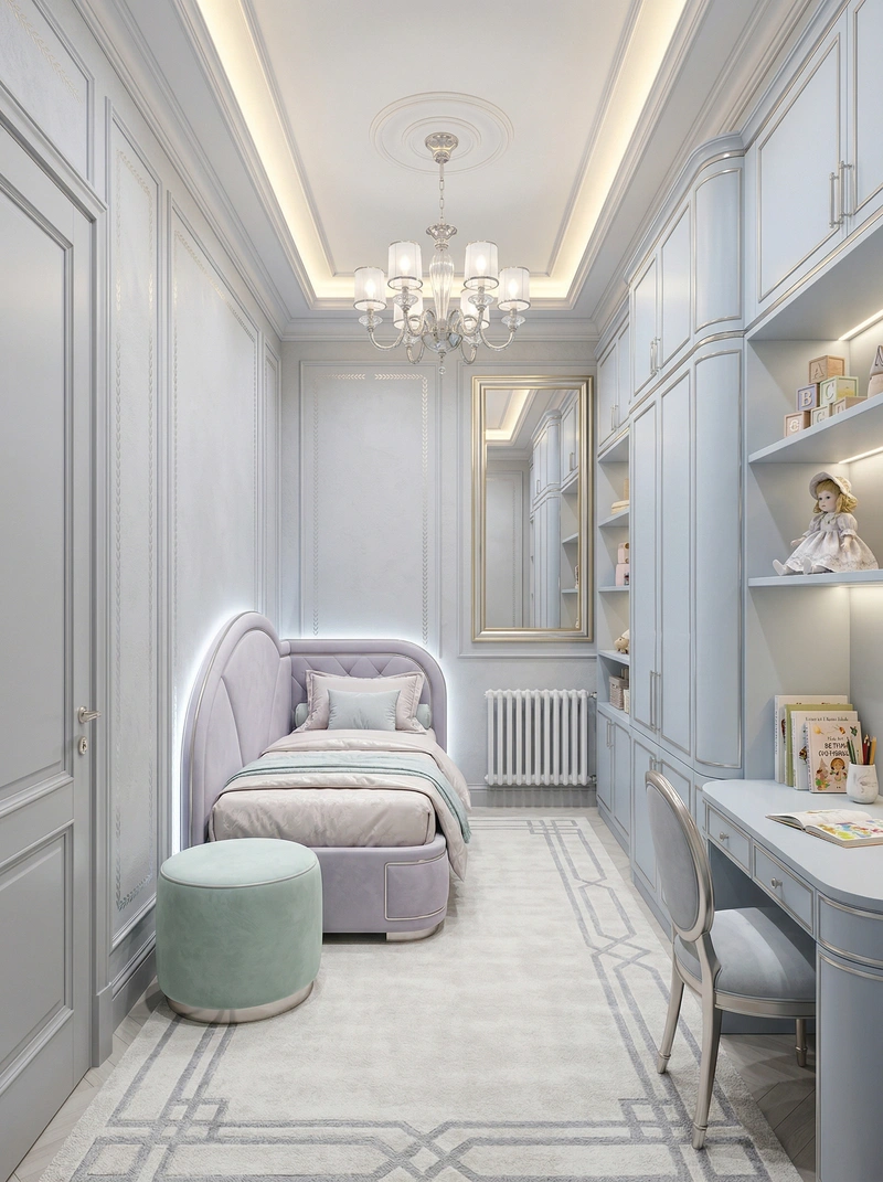 Дизайн детской в стиле Неоклассика — фото интерьера от нейросети RoomGPT