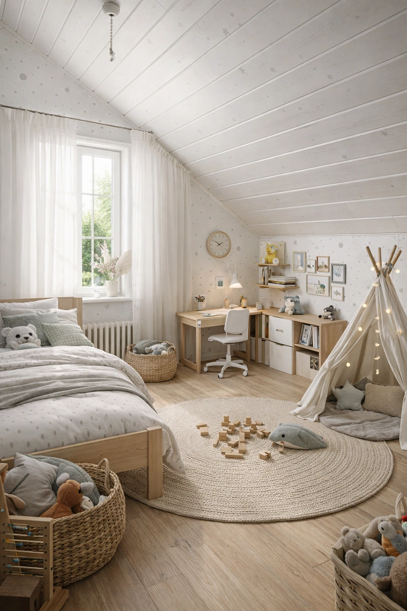 Дизайн интерьера в стиле Хюгге — Детская от нейросети RoomGPT