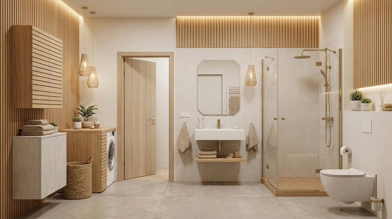 Дизайн интерьера в стиле Хюгге — Ванная от нейросети RoomGPT