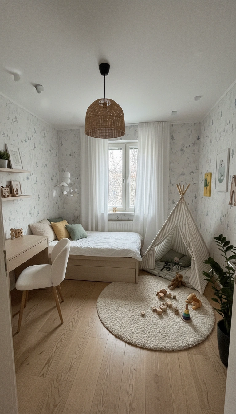 Дизайн интерьера в стиле Хюгге — Детская от нейросети RoomGPT