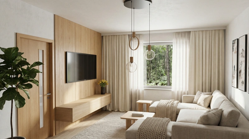 Дизайн интерьера в стиле Сканди — Гостиная от нейросети RoomGPT