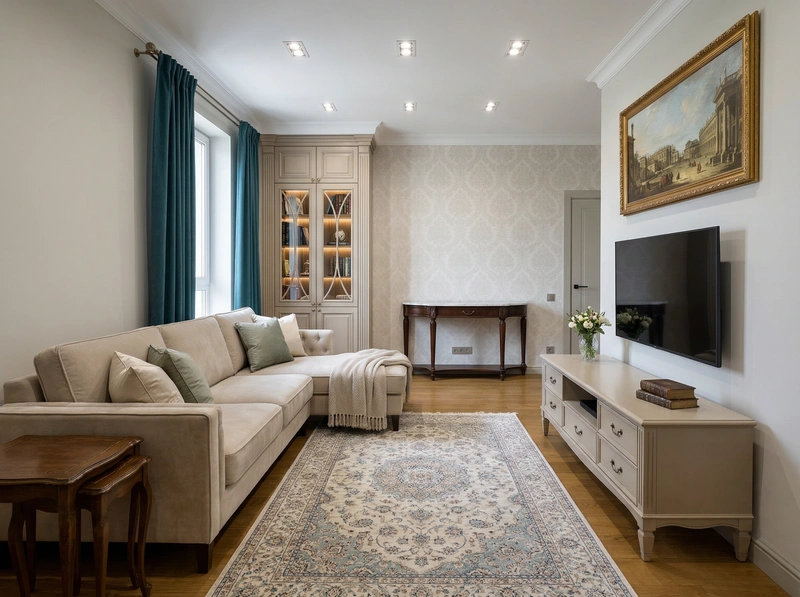 Дизайн интерьера в стиле Классика — Гостиная от нейросети RoomGPT