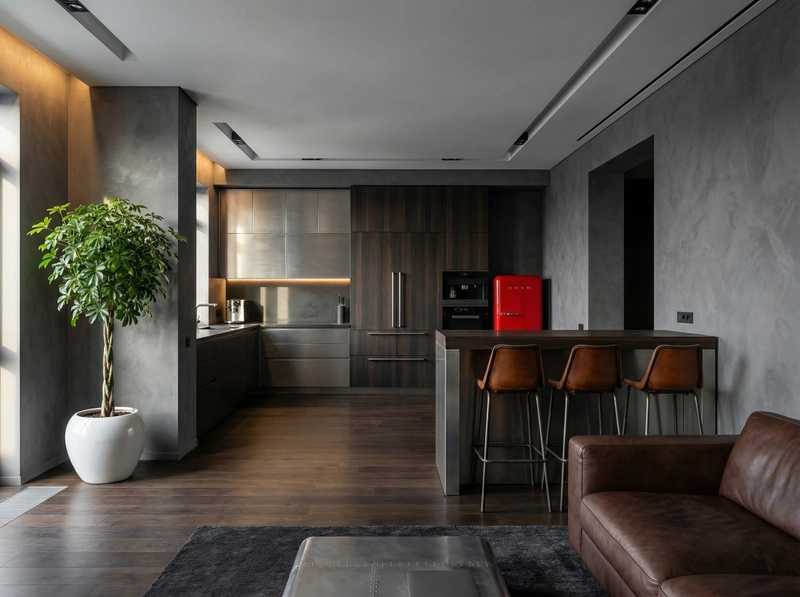 Дизайн гостиной в стиле Блэктэк — фото интерьера от нейросети RoomGPT