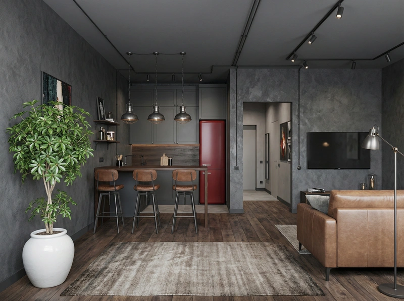 Дизайн гостиной в стиле Лофт — фото интерьера от нейросети RoomGPT