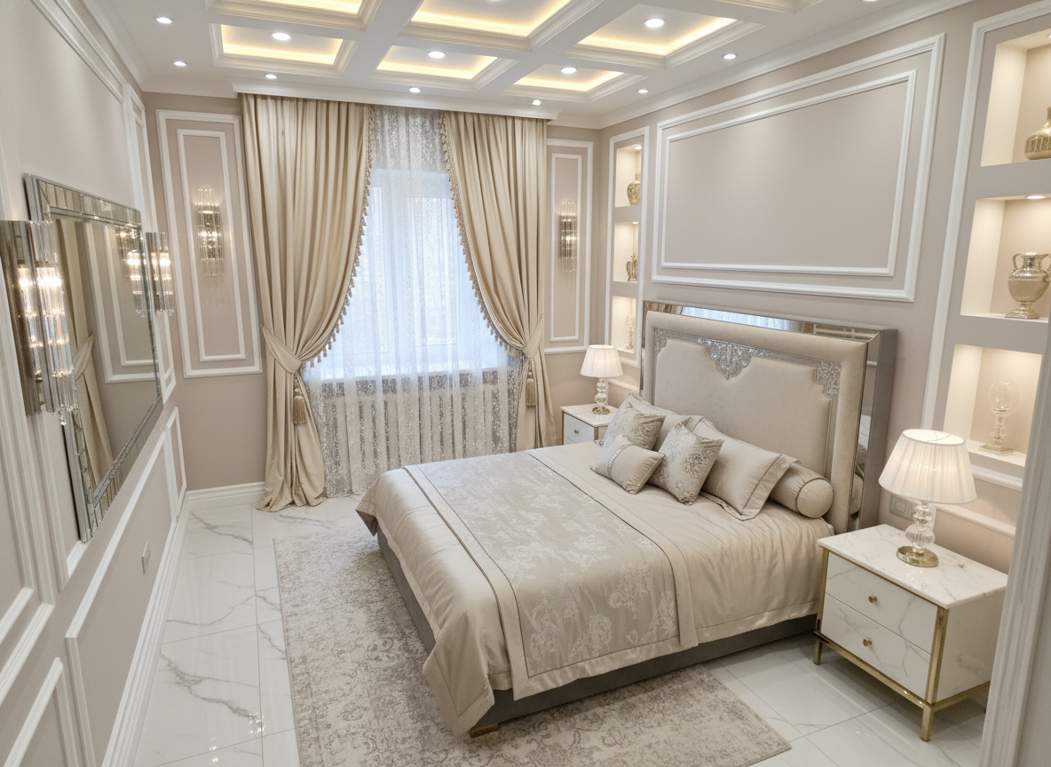 Дизайн спальни в стиле Классика — фото интерьера от нейросети RoomGPT