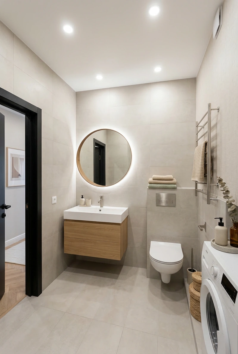 Дизайн ванной в стиле Сканди — фото интерьера от нейросети RoomGPT