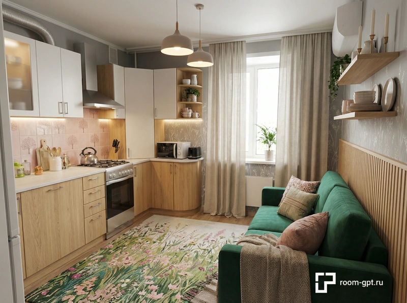 Дизайн интерьера в стиле Хюгге — Кухня от нейросети RoomGPT