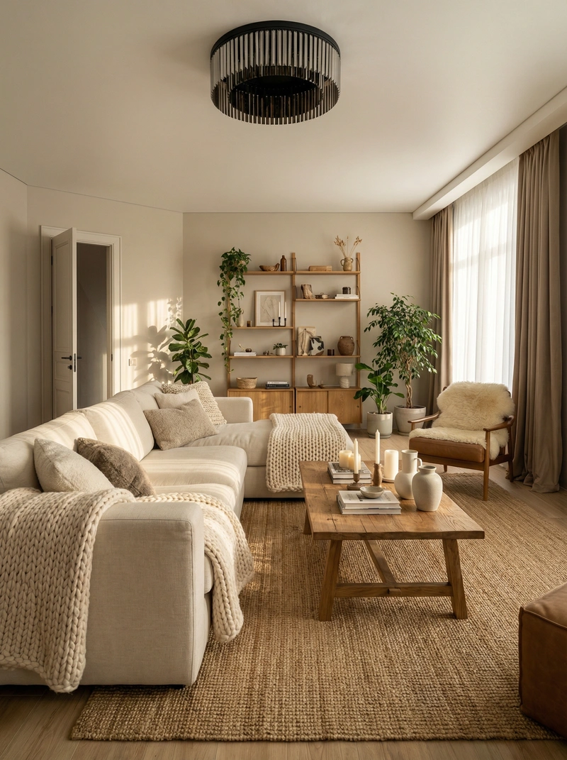 Дизайн интерьера в стиле Хюгге — Гостиная от нейросети RoomGPT