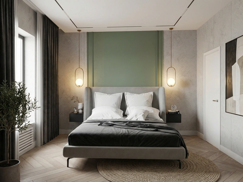 Дизайн интерьера в стиле Контемпорари — Спальня от нейросети RoomGPT