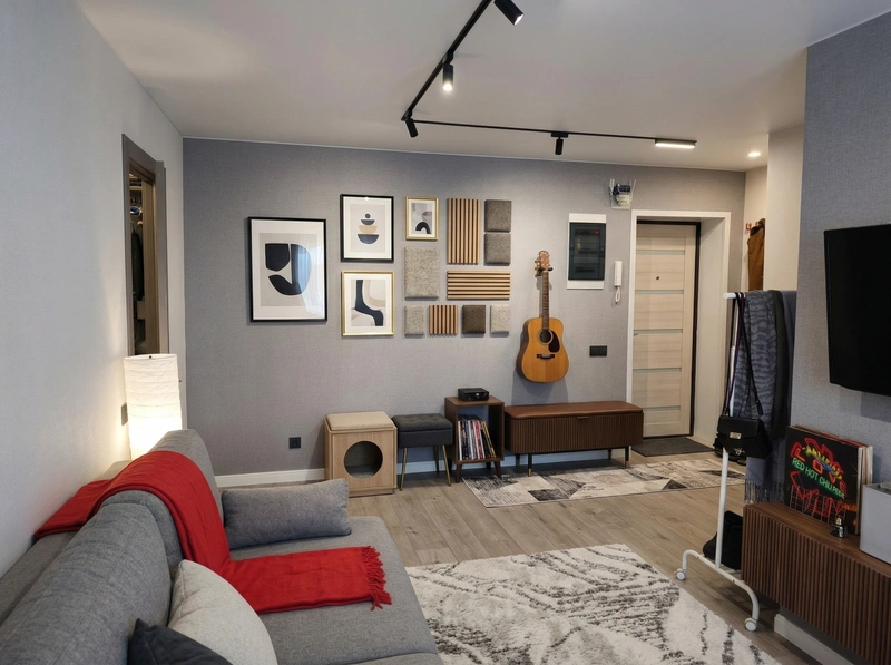 Дизайн гостиной в стиле Контемпорари — фото интерьера от нейросети RoomGPT