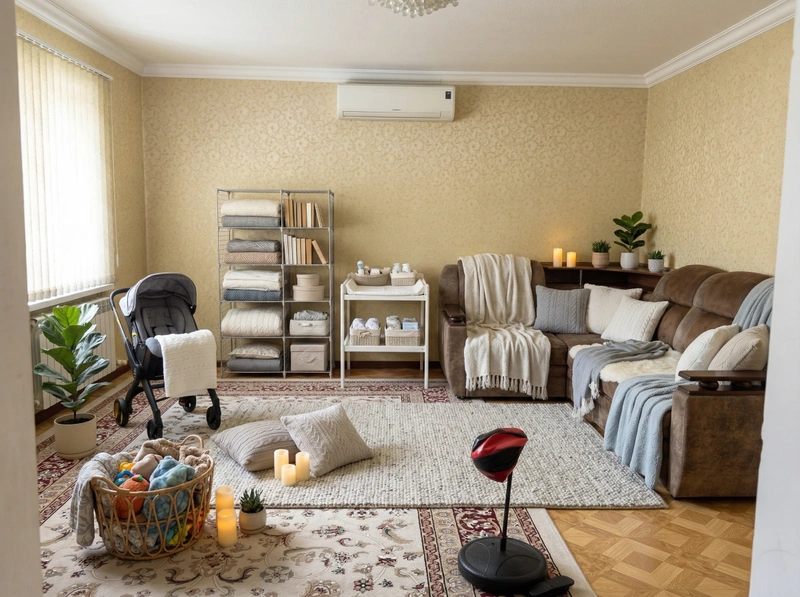 Дизайн гостиной в стиле Хюгге — фото интерьера от нейросети RoomGPT