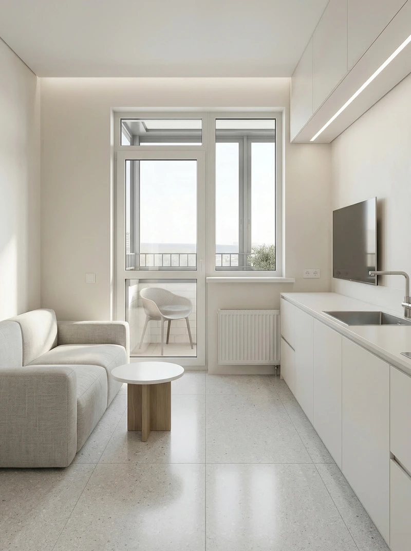 Дизайн интерьера в стиле Минимализм — Кухня от нейросети RoomGPT