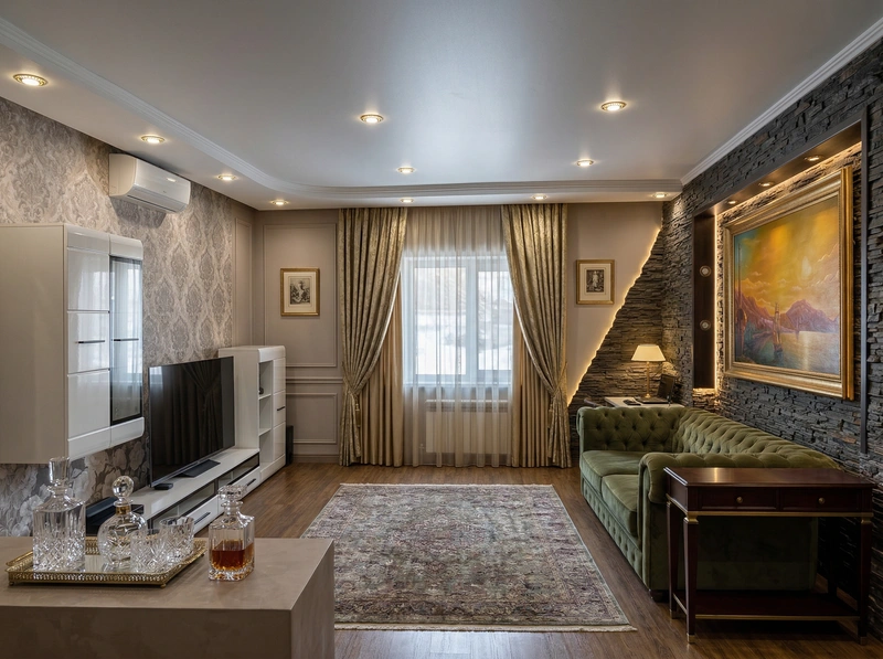 Дизайн интерьера в стиле Классика — Гостиная от нейросети RoomGPT