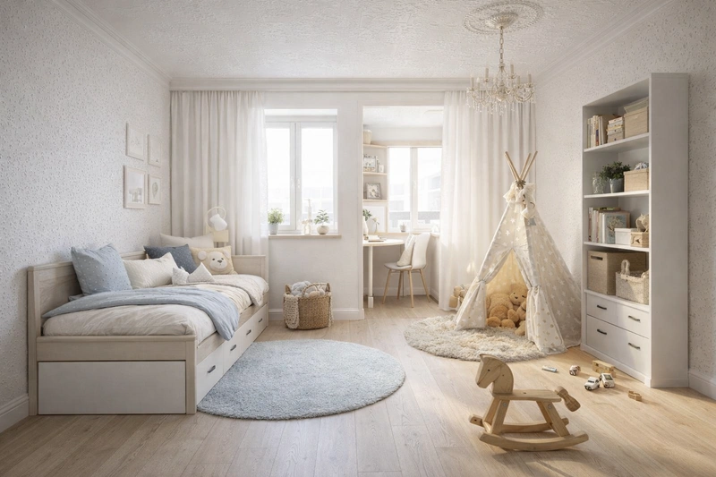 Дизайн интерьера в стиле Хюгге — Детская от нейросети RoomGPT