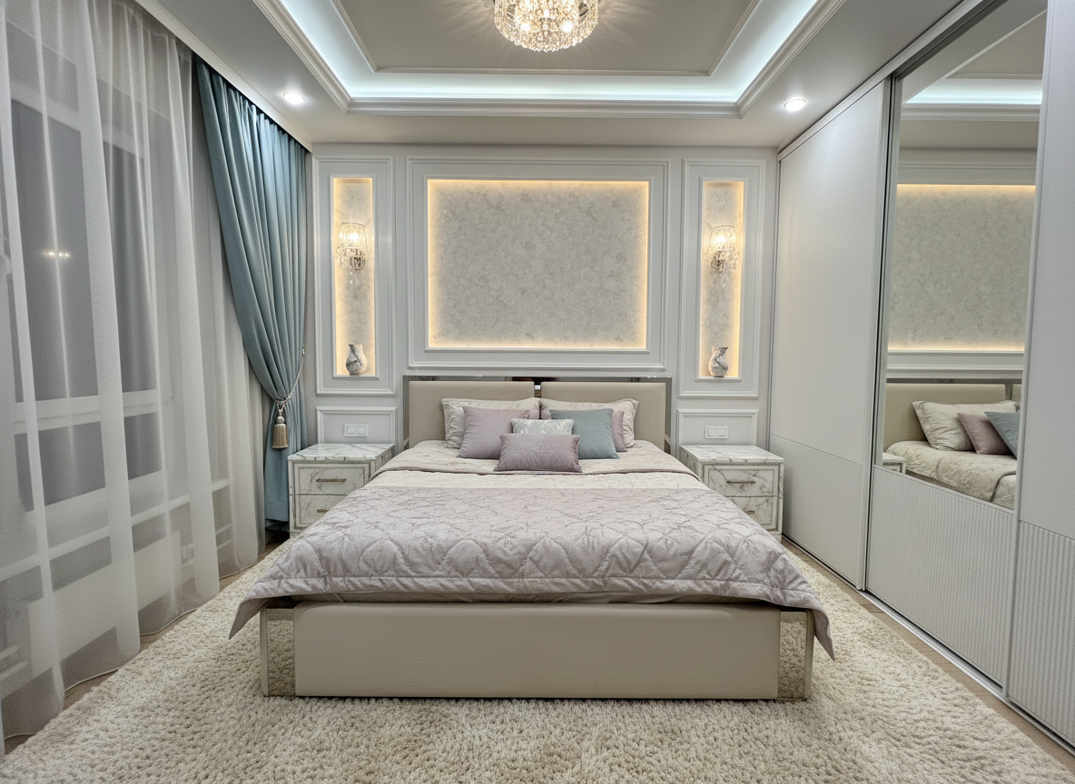 Дизайн спальни в стиле Классика — фото интерьера от нейросети RoomGPT