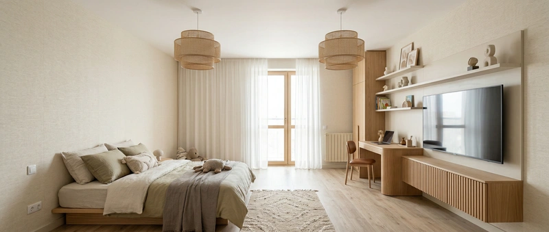 Дизайн детской в стиле Сканди — фото интерьера от нейросети RoomGPT