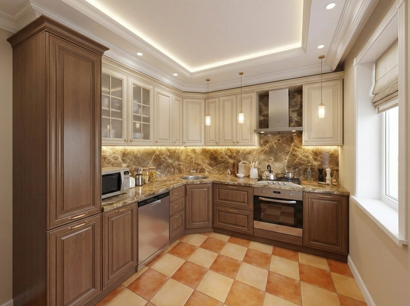 Дизайн интерьера в стиле Классика — Кухня от нейросети RoomGPT