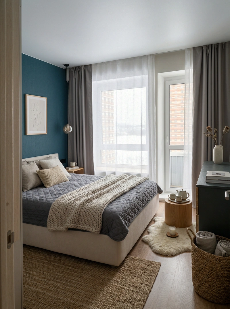 Дизайн интерьера в стиле Хюгге — Спальня от нейросети RoomGPT