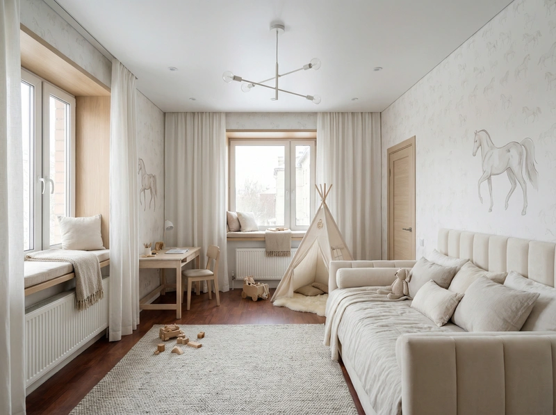 Дизайн интерьера в стиле Хюгге — Детская от нейросети RoomGPT