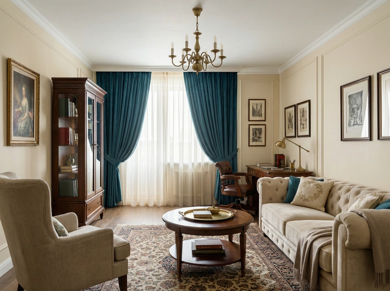 Дизайн интерьера в стиле Классика — Гостиная от нейросети RoomGPT