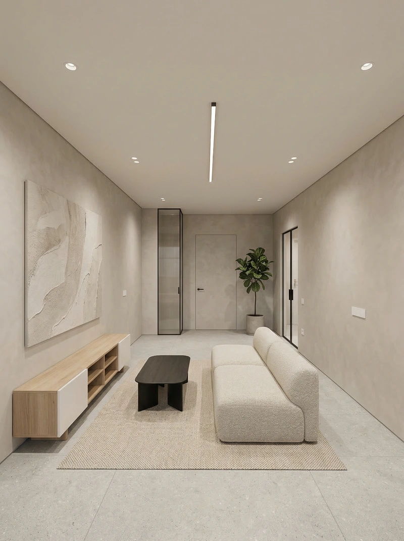 Дизайн интерьера в стиле Минимализм — Гостиная от нейросети RoomGPT