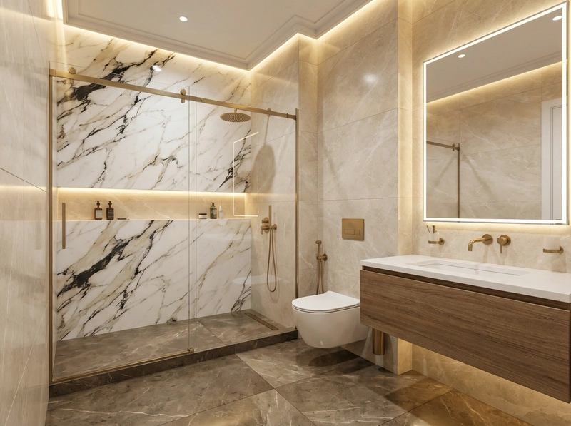 Дизайн интерьера в стиле Контемпорари — Ванная от нейросети RoomGPT