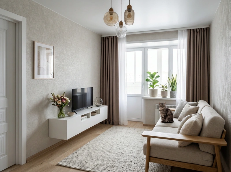 Дизайн интерьера в стиле Сканди — Гостиная от нейросети RoomGPT