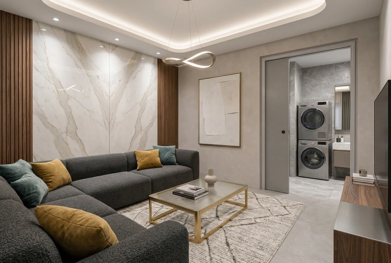 Дизайн гостиной в стиле Контемпорари — фото интерьера от нейросети RoomGPT