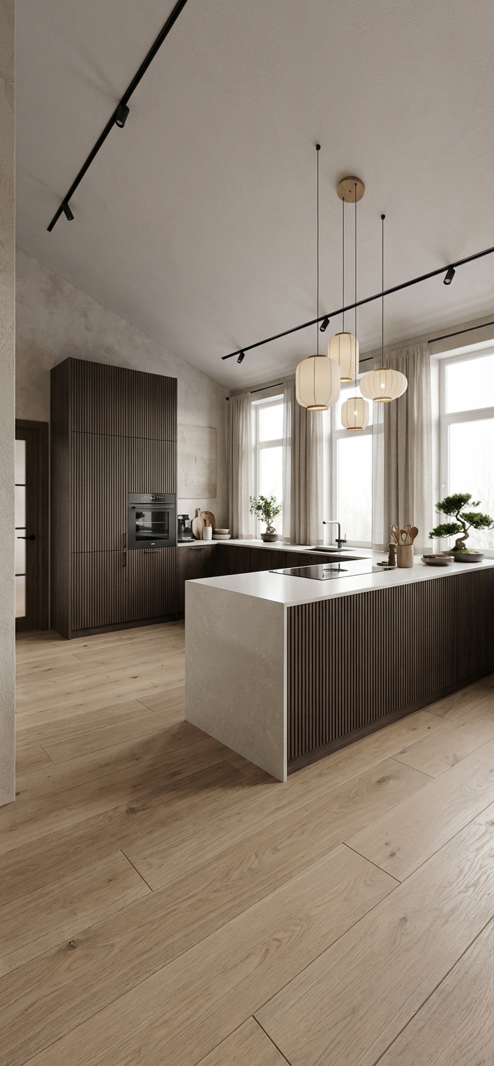 Дизайн кухни в стиле Japandi — фото интерьера от нейросети RoomGPT